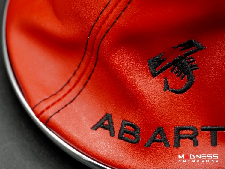 FIAT 500 Gear Shift Boot + Retaining Ring Set Red Leather w/ Red